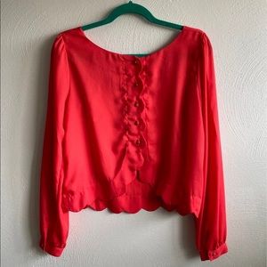 Double Zero Scallop Edge Blouse Size M